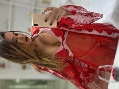 Hot Blonde naked in photos and showing off her shorts in video