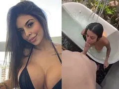 Bitch naked gives intense blowjob
