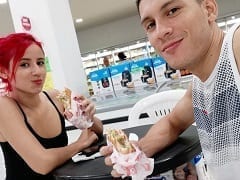 Mayra a delicious nymphet on the street with a vibrator in her pussy and her boyfriend controlling the intensity