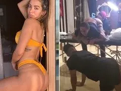 “Oh fuck” Brunette tattooing her ass and screaming in pain