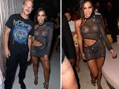 Brunette showed off her breasts at the launch party for her single “Girl from Rio” in Miami Beach
