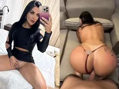 Sex bouncing on the cock and getting milk in her mouth