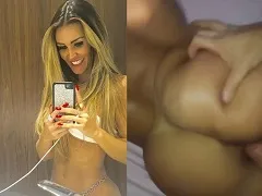 Blonde fucks on her stomach and takes it hard