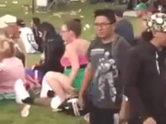 Sensational amateur footage of fat girl humping big black man at huge party