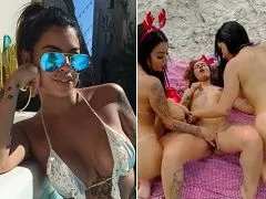And friends in the open air having a lesbian romp