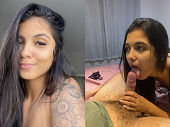 Delicious Peppers giving her boyfriend a blowjob in a homemade video