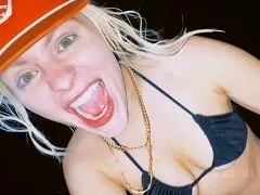 Blonde at a yacht party rolling around deliciously