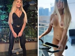 Bitch hot as fuck training on the bike naked