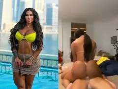 Ebony fucks riding hard on a stick