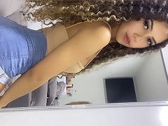 Bitch naked in the car masturbating her smooth pussy