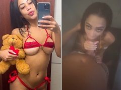 In the shower giving a hot blowjob