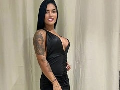Naked showing off her delicious tits in amateur video