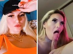 Blonde from São Paulo sucking and drinking champagne