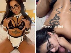 Very hot brunette sucking off her friend