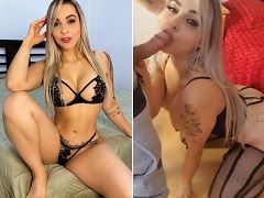 Hot blonde Kiara giving a greedy blowjob