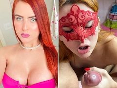 Redheaded nymphet sucking and getting milk
