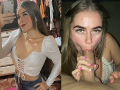 Sucking on her friend’s cock in a homemade video