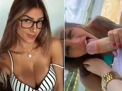 Beautiful brunette Sucking in the open air and showing off