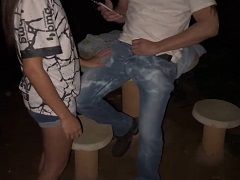 Married nymphet Nayra fucked in the square with a stranger after Corinthians’ defeat