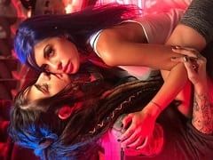 Two Tattooed Hotties Make Out and Rub Each Other in a Scene from a Future Rap Music Video