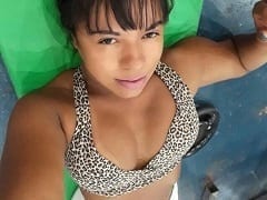 The naughtiest bahian girl of all, showing off her tits naked and sucking her friend’s cock