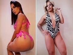 Has put her friend Bellinha Baracho in the dungeon to be abused in this lesbian porn