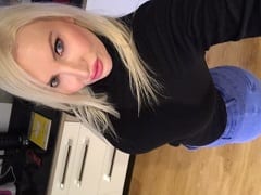 A very naughty blonde who’s already half-crown, shows off her beautiful silicones in amateur videos
