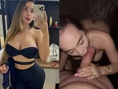 Sucking her partner’s cock in the shower