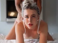 Blonde GP with blue eyes giving her tight pussy