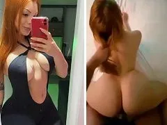 Redheaded slut fucking hot on all fours