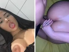 Tanned young Vitória Trindade tries to give her ass on all fours