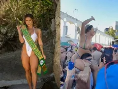 Insta celeb showing off her big boobs at Rio Carnival 2025
