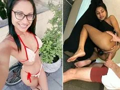 Giving her ass in delicious anal sex