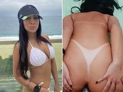 Tanned Amy Yamaguchi from São Paulo giving her ass on all fours