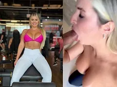 Busty blonde former nurse in Joinville sucking off rich client in luxury motel