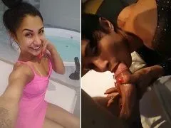 Skinny brunette Niara Pessanha sucked and gave her ass