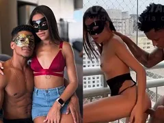 New girl from Rio giving her ass to a black man after losing her boyfriend in a street block