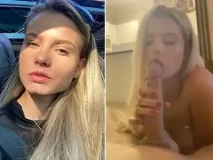 Sat on her ass and got milk in her mouth