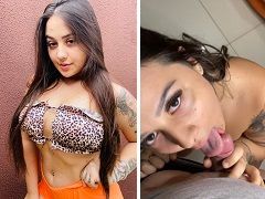 Sensational young lady giving a hot blowjob