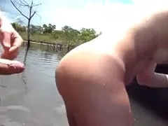 Couple who love to fulfill different fetishes record an amateur video fucking outdoors on the river in Cocalzinho de Goiás