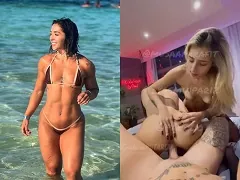 Influencer fitnes doing homemade menage with husband and hot blonde friend