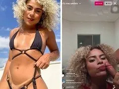 Hot mulatto Kevelin Gomes sucking on Instagram live