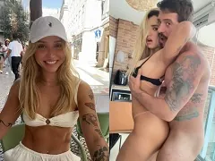 Homemade porn video with blonde from Santos letting her husband’s friend fuck her on the table