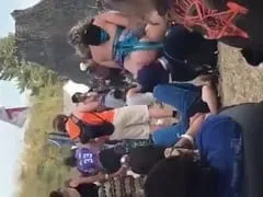 In the middle of a rave, the amateur lifted her skirt and started sucking on two friends’ faces, but the guys recorded it all