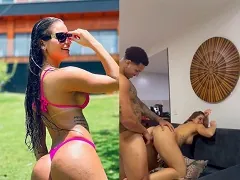 Personal trainer from Smartfit in Curitiba falls on the net giving her pussy to the 1.90 year-old brunette student