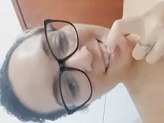 White Girl With Glasses Recorded This Amateur Video For Her Boyfriend Calling Him To Fuck Her And Showing Off Her Naked Body