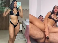 Fucking her boyfriend in the ass