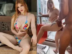 36-year-old redhead Mayara Oliveira fucks a black man while her husband is at work